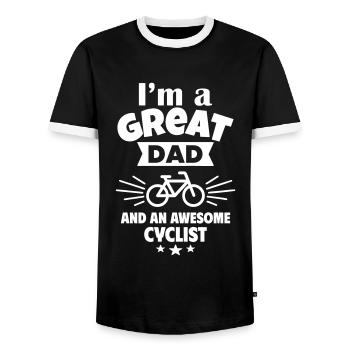 Je suis un bon père et un cycliste fort - T-shirt contrasté Homme - noir/blanc - Devant - AI Model Female 172 light (172cm) & AI Model Male 178 light (178cm)