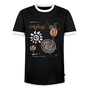 Plaisir, Fantaisie, Ornement - T-shirt contrasté Homme - noir/blanc - Devant - AI Model Female 172 light (172cm) & AI Model Male 178 light (178cm)