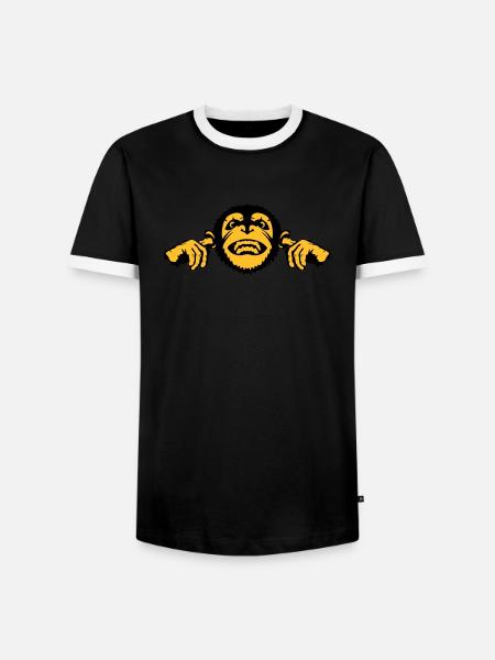 chimpanzee monkey monkey finger ear - Men's Ringer Shirt - black/white