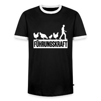 Führungskraft Hühner Landwirt Bauer Geschenkidee - Männer Kontrast-T-Shirt - Schwarz/Weiß - Vorne - AI Model Female 172 light (172cm) & AI Model Male 178 light (178cm)