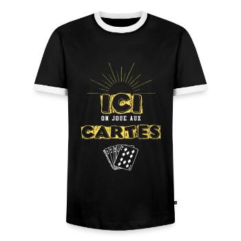 ON AIME LES CARTES - T-shirt contrasté Homme - noir/blanc - Devant - AI Model Female 172 light (172cm) & AI Model Male 178 light (178cm)