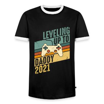Level up zum Vater 2021 Gaming Papa Baby Schwanger - Männer Kontrast-T-Shirt - Schwarz/Weiß - Vorne - AI Model Female 172 light (172cm) & AI Model Male 178 light (178cm)