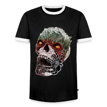 Halloween Scary Monster - Men's Ringer Shirt - black/white - Front - AI Model Female 172 light (172cm) & AI Model Male 178 light (178cm)