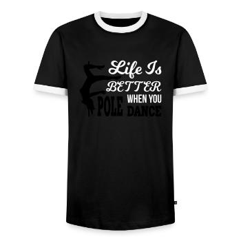 Life Is Better When You Pole Dance - Men's Ringer Shirt - black/white - Front - AI Model Female 172 light (172cm) & AI Model Male 178 light (178cm)