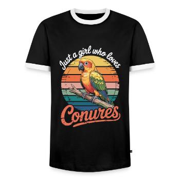 Juste une fille qui aime les Conures - T-shirt contrasté Homme - noir/blanc - Devant - AI Model Female 172 light (172cm) & AI Model Male 178 light (178cm)