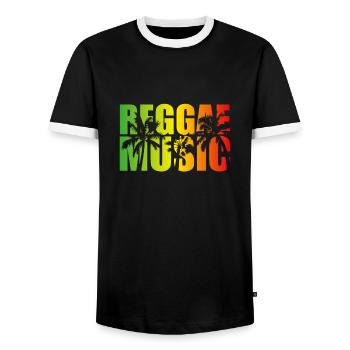 Musique Reggae Rasta - T-shirt contrasté Homme - noir/blanc - Devant - AI Model Female 172 light (172cm) & AI Model Male 178 light (178cm)