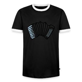 accordion - Men's Ringer Shirt - black/white - Front - AI Model Female 172 light (172cm) & AI Model Male 178 light (178cm)