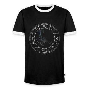 Zodiac Scorpio - Men's Ringer Shirt - black/white - Front - AI Model Female 172 light (172cm) & AI Model Male 178 light (178cm)