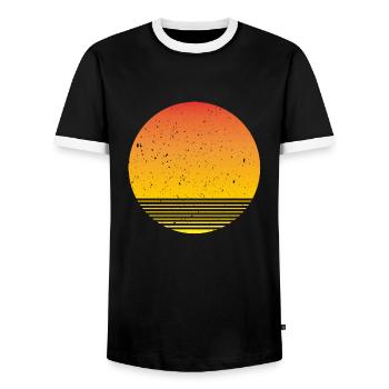 Sunshine - Men's Ringer Shirt - black/white - Front - AI Model Female 172 light (172cm) & AI Model Male 178 light (178cm)