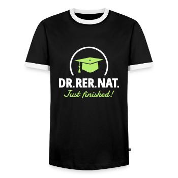 Doctor - Just finished! - Men's Ringer Shirt - black/white - Front - AI Model Female 172 light (172cm) & AI Model Male 178 light (178cm)