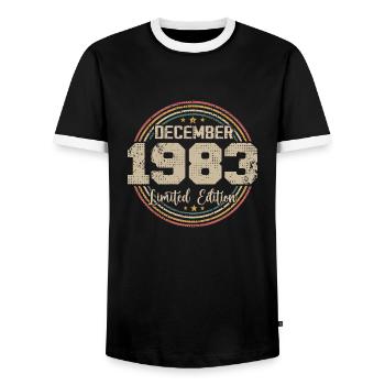 Les Légendes Sont Nées En Décembre 1983 - 1983 - T-shirt contrasté Homme - noir/blanc - Devant - AI Model Female 172 light (172cm) & AI Model Male 178 light (178cm)