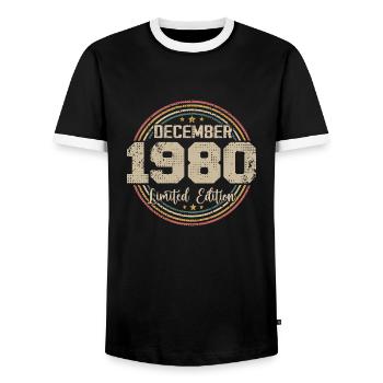 Les Légendes Sont Nées En Décembre 1980 - 1980 - T-shirt contrasté Homme - noir/blanc - Devant - AI Model Female 172 light (172cm) & AI Model Male 178 light (178cm)