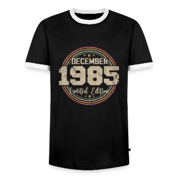 Les Légendes Sont Nées En Décembre 1985 - 1985 - T-shirt contrasté Homme - noir/blanc - Devant - AI Model Female 172 light (172cm) & AI Model Male 178 light (178cm)