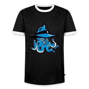 Octopus oktopus cool evil dangerous hat - Men's Ringer Shirt - black/white - Front - AI Model Female 172 light (172cm) & AI Model Male 178 light (178cm)