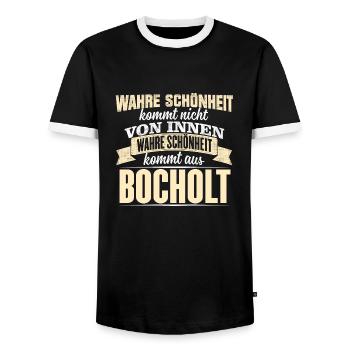 BOCHOLT - Schönheit - Männer Kontrast-T-Shirt - Schwarz/Weiß - Vorne - AI Model Female 172 light (172cm) & AI Model Male 178 light (178cm)