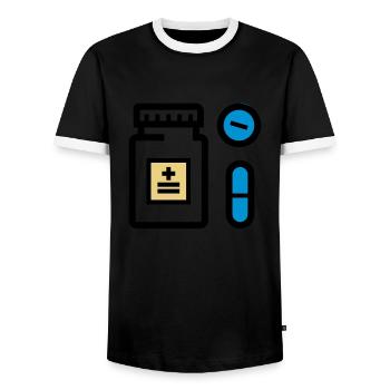 Pillen, Medikamente, Medizin, Drogen, Pillendose - Männer Kontrast-T-Shirt - Schwarz/Weiß - Vorne - AI Model Female 172 light (172cm) & AI Model Male 178 light (178cm)