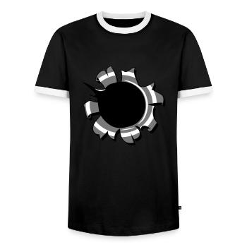 Loch einschuss waffe - Männer Kontrast-T-Shirt - Schwarz/Weiß - Vorne - AI Model Female 172 light (172cm) & AI Model Male 178 light (178cm)