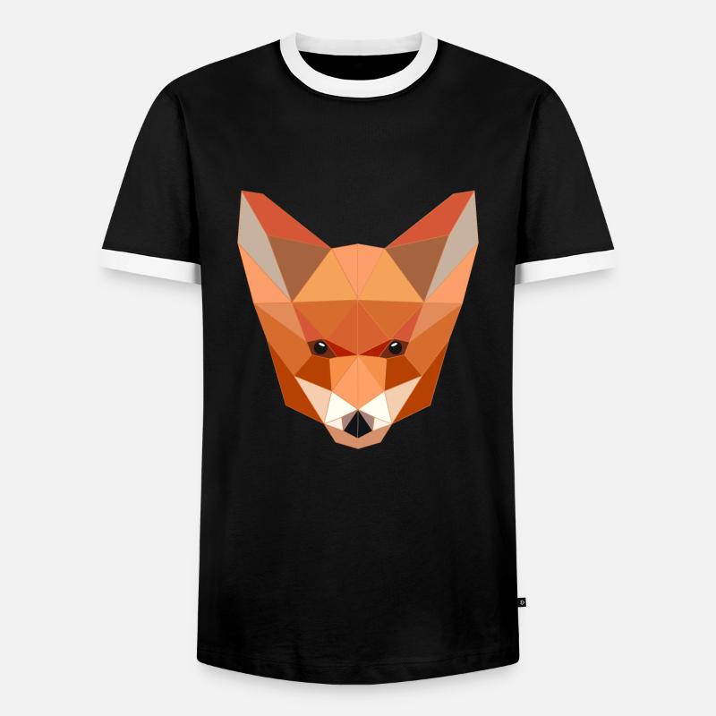 Fox Low Poly - Men's Ringer Shirt - black/white