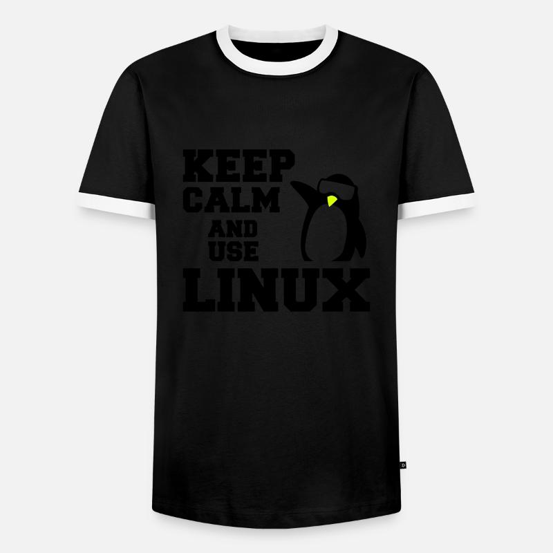 garder utilisation calme linux - T-shirt contrasté Homme - noir/blanc