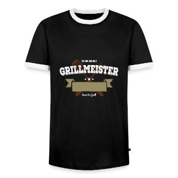 Born to Grill [ DEIN NAME ] personalisierbar - Männer Kontrast-T-Shirt - Schwarz/Weiß - Vorne - AI Model Female 172 light (172cm) & AI Model Male 178 light (178cm)