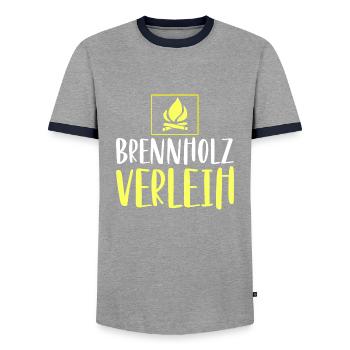 Brennholz Verleih - Männer Kontrast-T-Shirt - Grau/Navy  - Vorne - AI Model Female 172 light (172cm) & AI Model Male 178 light (178cm)