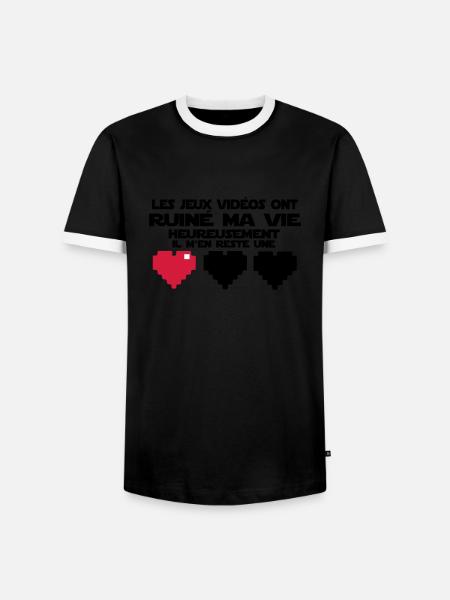 il m'en reste une(vie) - T-shirt contrasté Homme - noir/blanc
