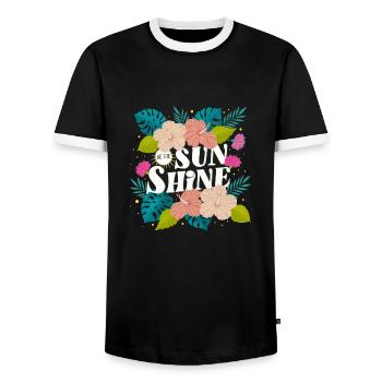 Tropical Summer - Men's Ringer Shirt - black/white - Front - AI Model Female 172 light (172cm) & AI Model Male 178 light (178cm)