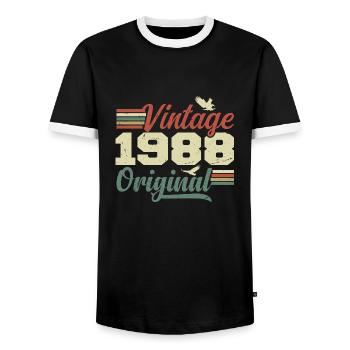 Vintage 1988 Cadeau Anniversaire 1988 Retro - T-shirt contrasté Homme - noir/blanc - Devant - AI Model Female 172 light (172cm) & AI Model Male 178 light (178cm)