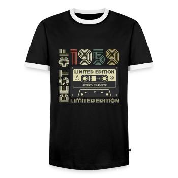 Millésime 1959 - cadeau d’anniversaire rétro 1959 - T-shirt contrasté Homme - noir/blanc - Devant - AI Model Female 172 light (172cm) & AI Model Male 178 light (178cm)