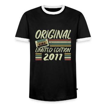 Vintage 2011 Retro Geburtstagsgeschenk 2011 - Männer Kontrast-T-Shirt - Schwarz/Weiß - Vorne - AI Model Female 172 light (172cm) & AI Model Male 178 light (178cm)