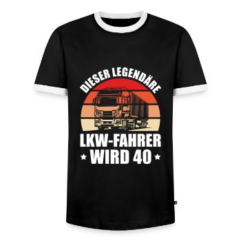 40. Geburtstag LKW Fahrer Kraftfahrer - Männer Kontrast-T-Shirt - Schwarz/Weiß - Vorne - AI Model Female 172 light (172cm) & AI Model Male 178 light (178cm)
