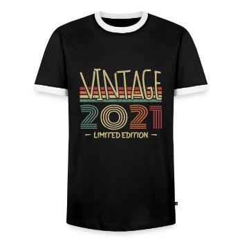 Jahrgang 2021 Retro 2021 Geburtstagsgeschenk - Männer Kontrast-T-Shirt - Schwarz/Weiß - Vorne - AI Model Female 172 light (172cm) & AI Model Male 178 light (178cm)