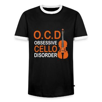 OCD Obsessive Cello Disorder - Men's Ringer Shirt - black/white - Front - AI Model Female 172 light (172cm) & AI Model Male 178 light (178cm)