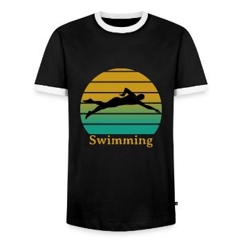 Natation - T-shirt contrasté Homme - noir/blanc - Devant - AI Model Female 172 light (172cm) & AI Model Male 178 light (178cm)