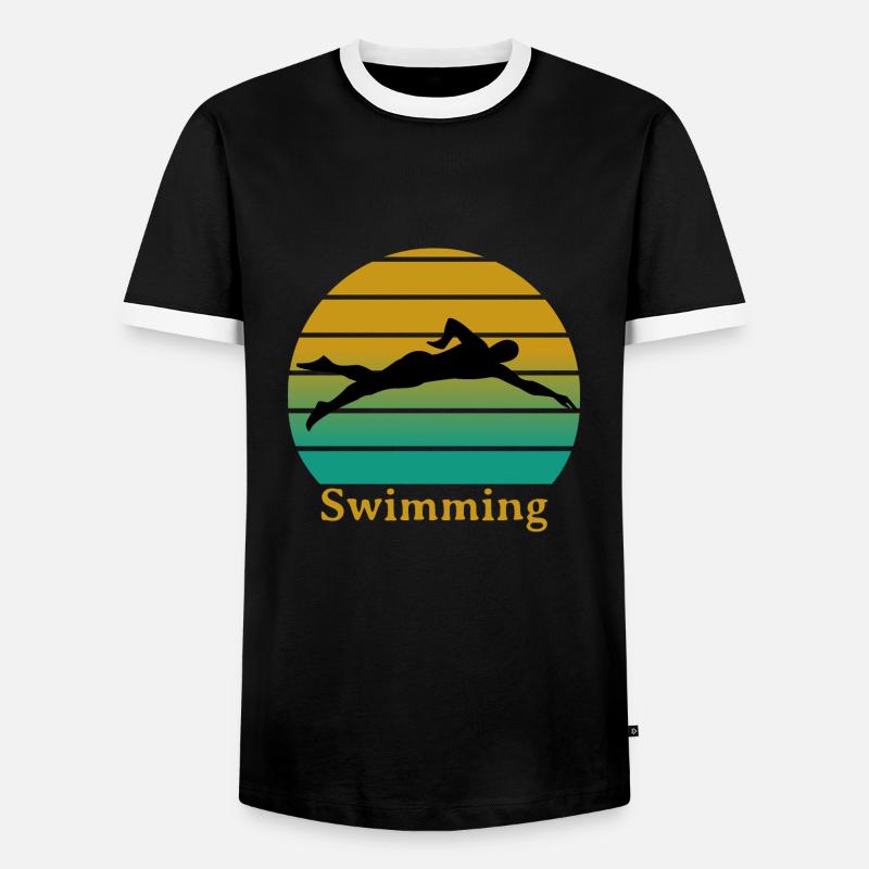 Natation - Männer Kontrast-T-Shirt - Schwarz/Weiß