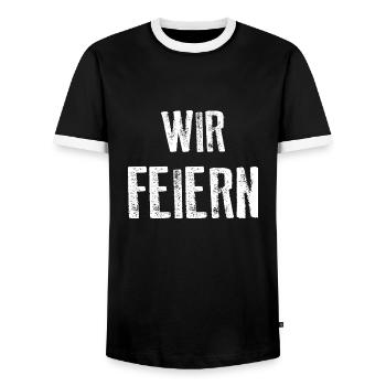 Wir feiern Junggesellenabschied - Männer Kontrast-T-Shirt - Schwarz/Weiß - Vorne - AI Model Female 172 light (172cm) & AI Model Male 178 light (178cm)