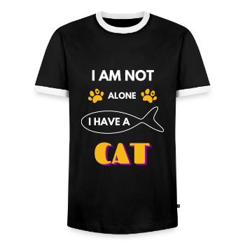I am not alone. I have a cat is one of the best no - Men's Ringer Shirt - black/white - Front - AI Model Female 172 light (172cm) & AI Model Male 178 light (178cm)