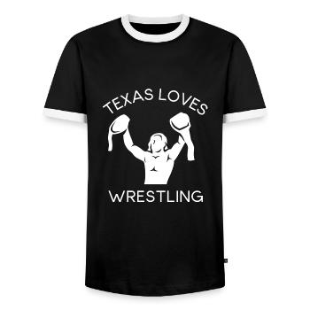 Texas wrestling design for proud Texas fans - Men's Ringer Shirt - black/white - Front - AI Model Female 172 light (172cm) & AI Model Male 178 light (178cm)