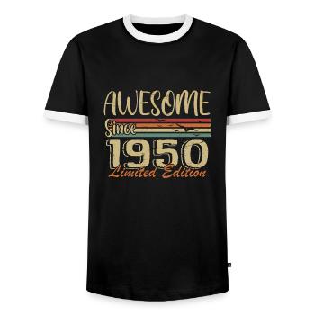Legends Are Born In 1950 Vintage 1950 - Men's Ringer Shirt - black/white - Front - AI Model Female 172 light (172cm) & AI Model Male 178 light (178cm)
