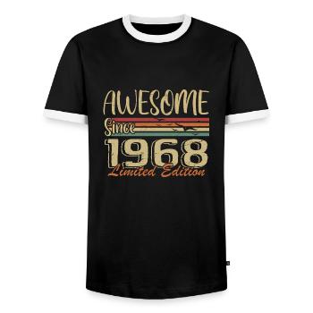 Legenden wurden 1968 geboren Jahrgang 1968 - Männer Kontrast-T-Shirt - Schwarz/Weiß - Vorne - AI Model Female 172 light (172cm) & AI Model Male 178 light (178cm)