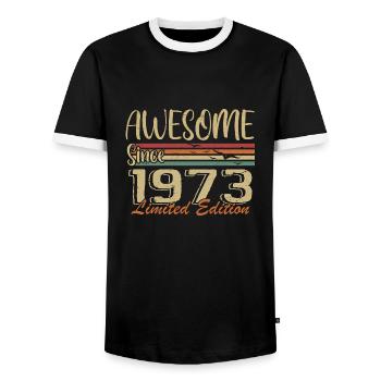 Legends Are Born In 1973 Vintage 1973 - Men's Ringer Shirt - black/white - Front - AI Model Female 172 light (172cm) & AI Model Male 178 light (178cm)