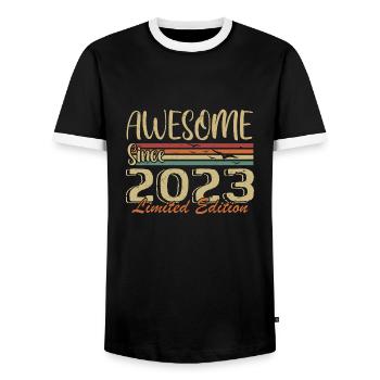 Legenden werden geboren Jahrgang 2023 Jahrgang 2023 - Männer Kontrast-T-Shirt - Schwarz/Weiß - Vorne - AI Model Female 172 light (172cm) & AI Model Male 178 light (178cm)