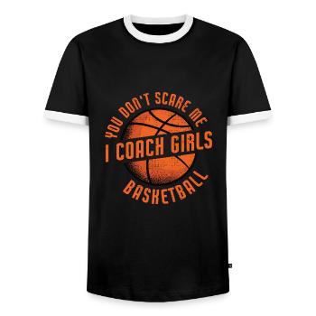 I Teach Girls Basketball Coach - Männer Kontrast-T-Shirt - Schwarz/Weiß - Vorne - AI Model Female 172 light (172cm) & AI Model Male 178 light (178cm)