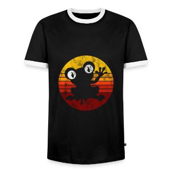 Frog Frogs Gift for Kids Funny Funny - Men's Ringer Shirt - black/white - Front - AI Model Female 172 light (172cm) & AI Model Male 178 light (178cm)