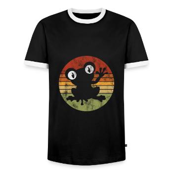 Frog Frogs Gift for Kids Funny Funny - Men's Ringer Shirt - black/white - Front - AI Model Female 172 light (172cm) & AI Model Male 178 light (178cm)