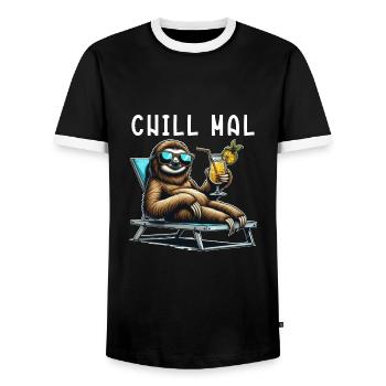 Chillen Faultier - chill mal - Männer Kontrast-T-Shirt - Schwarz/Weiß - Vorne - AI Model Female 172 light (172cm) & AI Model Male 178 light (178cm)