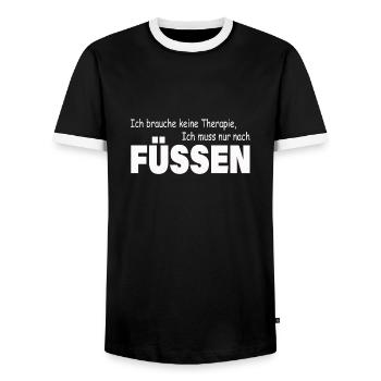 Therapie FÜSSEN - Männer Kontrast-T-Shirt - Schwarz/Weiß - Vorne - AI Model Female 172 light (172cm) & AI Model Male 178 light (178cm)