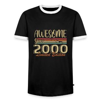 Legenden wurden im Jahr 2000 geboren Jahrgang 2000 - Männer Kontrast-T-Shirt - Schwarz/Weiß - Vorne - AI Model Female 172 light (172cm) & AI Model Male 178 light (178cm)