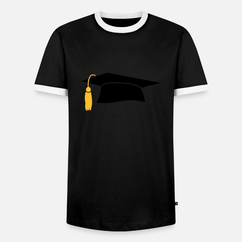 Graduation Cap - Men's Ringer Shirt - black/white