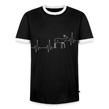 Reh Herzschlag Reh Liebe - Männer Kontrast-T-Shirt - Schwarz/Weiß - Vorne - AI Model Female 172 light (172cm) & AI Model Male 178 light (178cm)